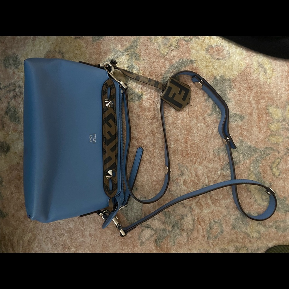 Fendi blue crossbody with brown detailing